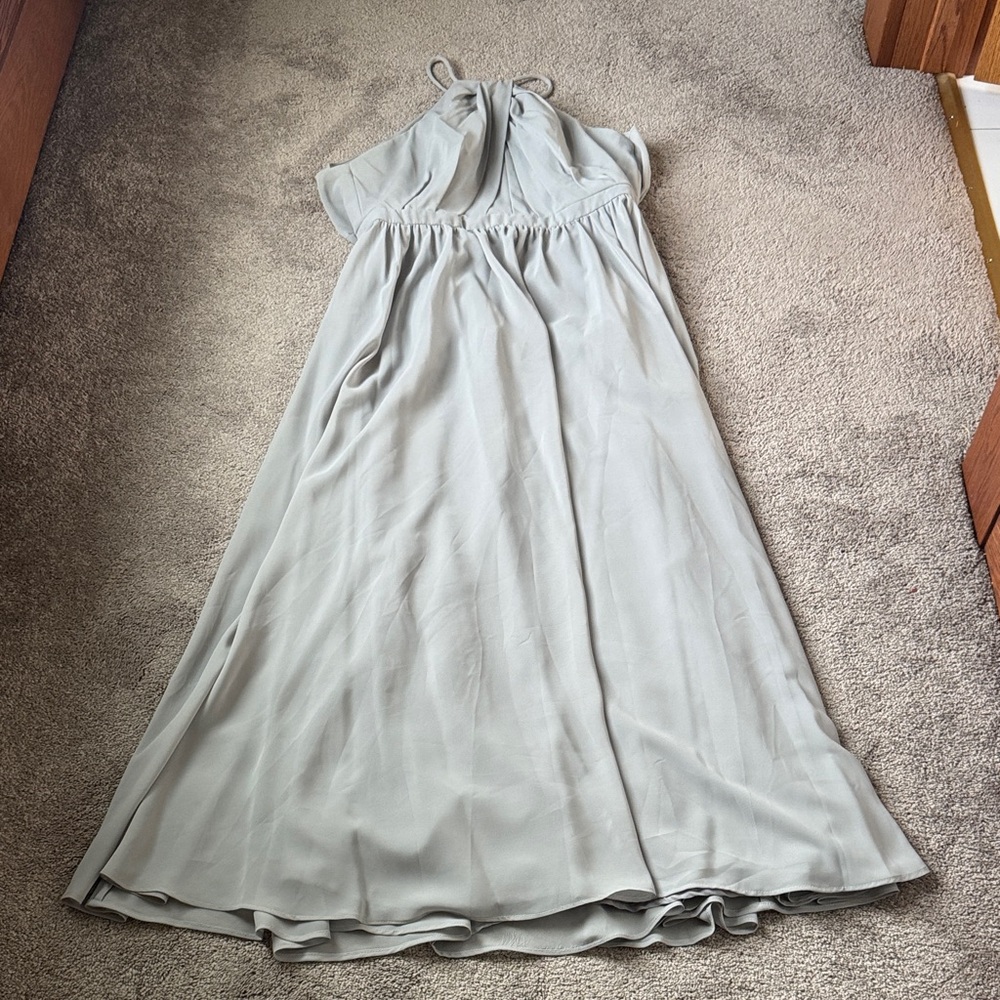 Sorella Vita Gray Chiffon Halter Dress SIZE 14 Flowing Formal Bridesmaid